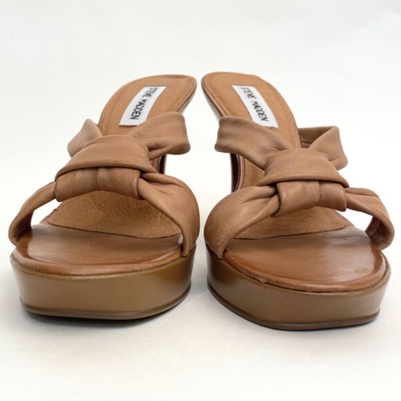 Steve Madden Tan Leather Heel Sandals Size 7 - Picture 3 of 13